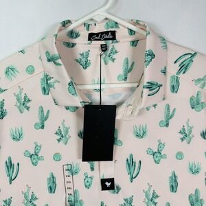Bad Birdie Polo Shirt Mens 2XL Pink Green Cactus Thorn In Your Side Golf NWT‎